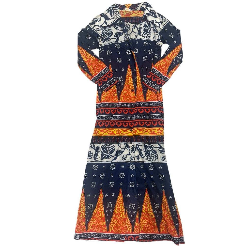 🌺 1970s Cole of California Vibrant Boho Patchwork‑Style Dress Cover Up🌼 Size S